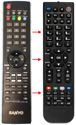 Replacement remote control for Sanyo LCD42XR7D