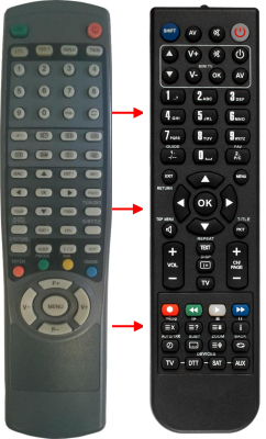 Replacement remote control for Techvision 15LCDTEC-DVBT