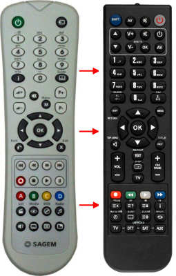 Replacement remote control for Sagemcom DSI86HD