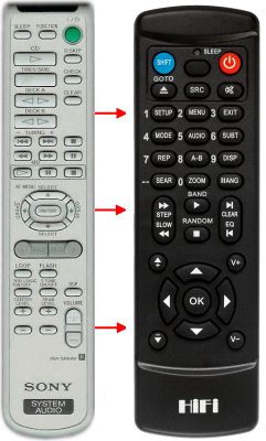 Replacement remote control for Sony RM-SR9AV