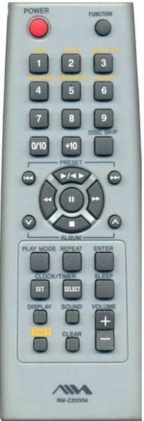Replacement remote control for Aiwa CX-JN1