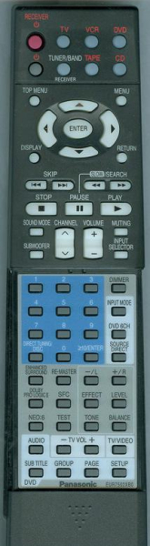 Replacement remote for Panasonic EUR7502XB0, SAHE200