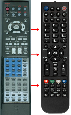 Replacement remote for Panasonic EUR7502XB0, SAHE200