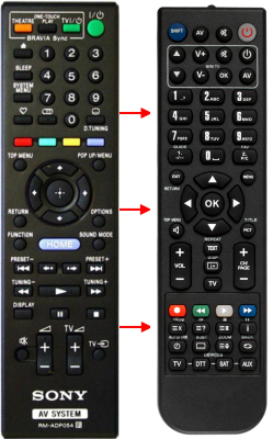 Replacement remote control for Sony RM-ADP054