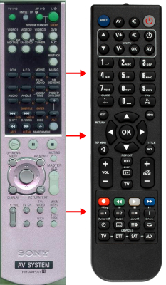 Replacement remote control for Sony RM-AAP001(AMP)