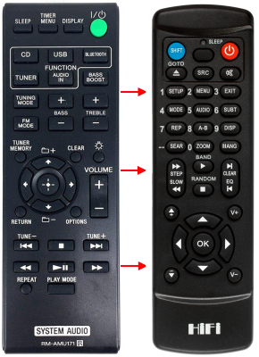 Replacement remote control for Sony RM-AMU171