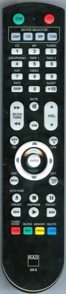 Replacement remote for Nad C375BEE, C326BEE, C165BEE, C422, RCSR8, SR8