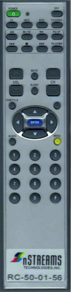 Replacement remote control for Nstreams RC-500156(HOTEL TV)