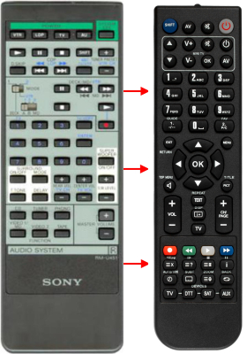 Replacement remote for Sony HCD451, HCD541, 146758811, 146758821