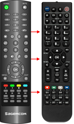 Replacement remote control for Sagem DT84HD