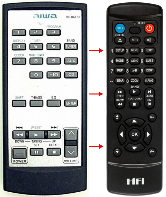 Replacement remote control for Aiwa CX-LFA700