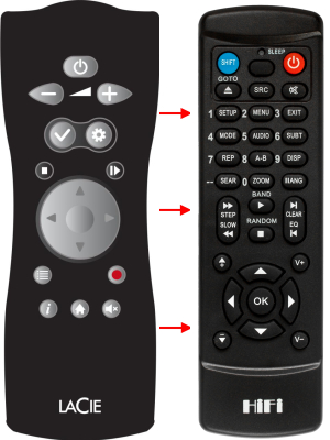 Replacement remote control for Lacie LACINEMA-BLACKMAX