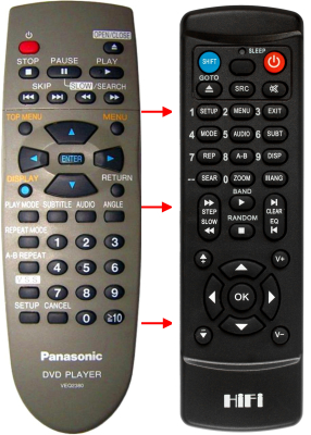 Replacement remote for Panasonic DVD-RV40 DVD-RV30