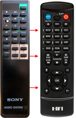 Replacement remote control for Sony RM-S310