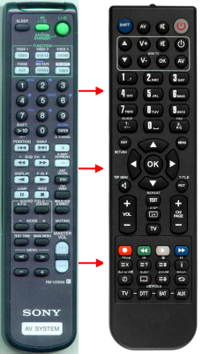 Replacement remote for Sony HT1300D, RMU305A, STRDB870, STRDE475
