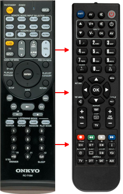 Replacement remote control for Onkyo TXSR606