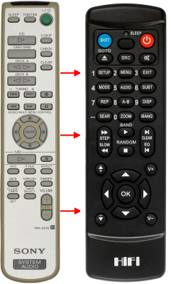 Replacement remote control for Sony MHC-NX1