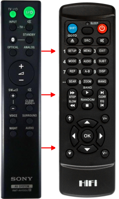 Replacement remote control for Sony SA-CT180