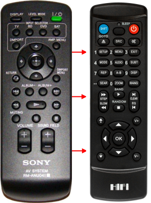 Replacement remote control for Sony RM-ANU041
