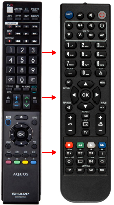 Replacement remote control for Sharp LC70PRO10R