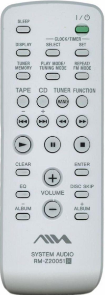 Replacement remote control for Sony MHC-RG100