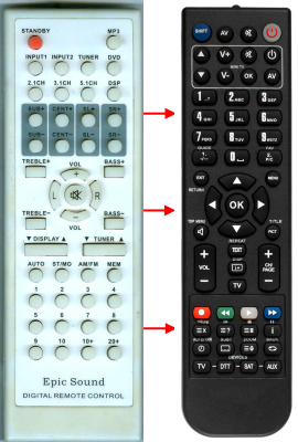 Replacement remote for Epic Sound EPIC 200, EPIC 700, EPIC 600