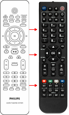 Replacement remote for Philips HTS3555S, HTS354437