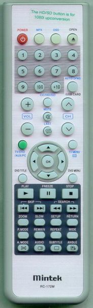 Replacement remote for Magnavox RC172DT, 17MD250V, 17MD255V