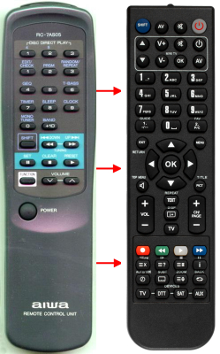Replacement remote for Aiwa CXZR555U, CXZR525U, CXZR325, ZR555