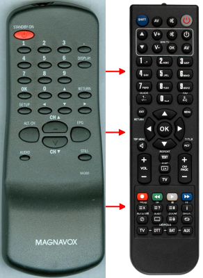Replacement remote for Magnavox TB100MG9, NA387UD