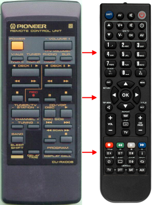 替换的遥控器用于 Pioneer AXD1141, RX740, RX1320, CURX008, RX730