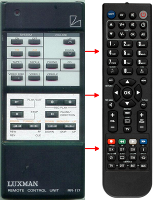 Replacement remote for Luxman R117, 01E04423S01, RR117