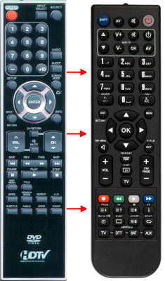 Replacement remote for Sylvania LD370SC8, NF018UD, LD320SS8A