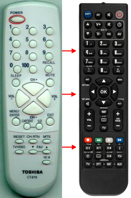 Replacement remote control for Toshiba 14AF46C