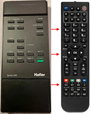 Replacement remote for Hafler SERIES 945