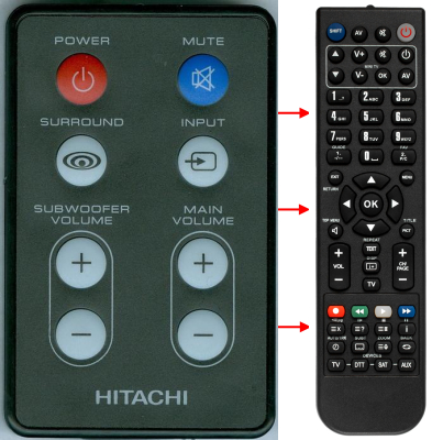 Replacement remote for Hitachi REMOTESBW100, SBW100