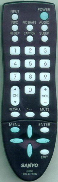 Replacement remote for Sanyo DP42848, DP37649, DP46848, DP26648