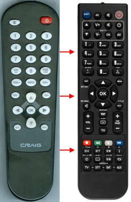 Télécommande de remplacement pour Craig CVD506