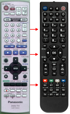 Replacement remote for Panasonic EUR7720KY0, DMRE75VP, DMRES30V