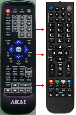 Replacement remote for Akai DVD200BL, 200BL