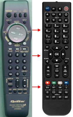 Replacement remote for Panasonic VSQS1559, PV8453, PV8451K, NVHD8060PX