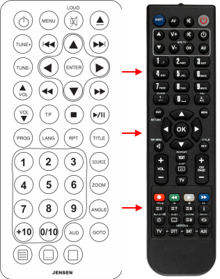 Replacement remote for Jensen MEDIA PRO 5000, RTPSVCAWM965