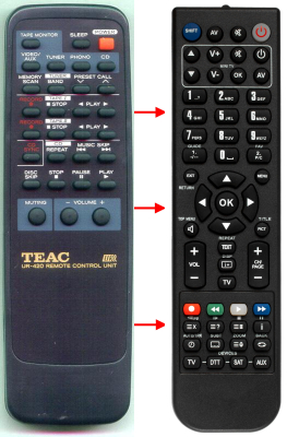 Replacement remote for Teac/teak AG790, 9A09763000, RVS2100, UR420, AG790A