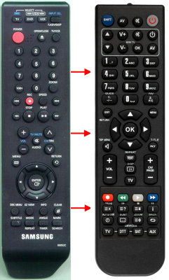 Controlo remoto de substituição para Samsung DVDV9650, 00052C, AK5900052C