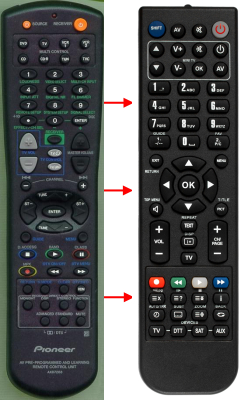Replacement remote for Pioneer VSXD709S, AXD7268