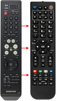 Replacement remote for Samsung 01643E, AH5901643E, HTQ40T, HTQ40