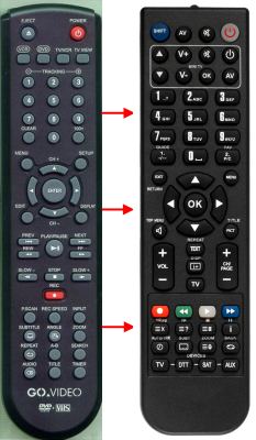 Télécommande de remplacement pour Go Video VR3845, VR3845A, VR3845B, VR5940