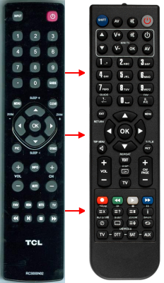 Replacement remote for Tcl LE32HDE5300, LE32HDF3300, LE32HDF3300TA
