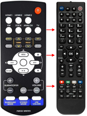 Replacement remote for Yamaha SR300, YHTS400BL, FSR30, YHTS301