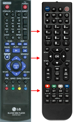 Replacement remote for LG BD530, AKB73215301